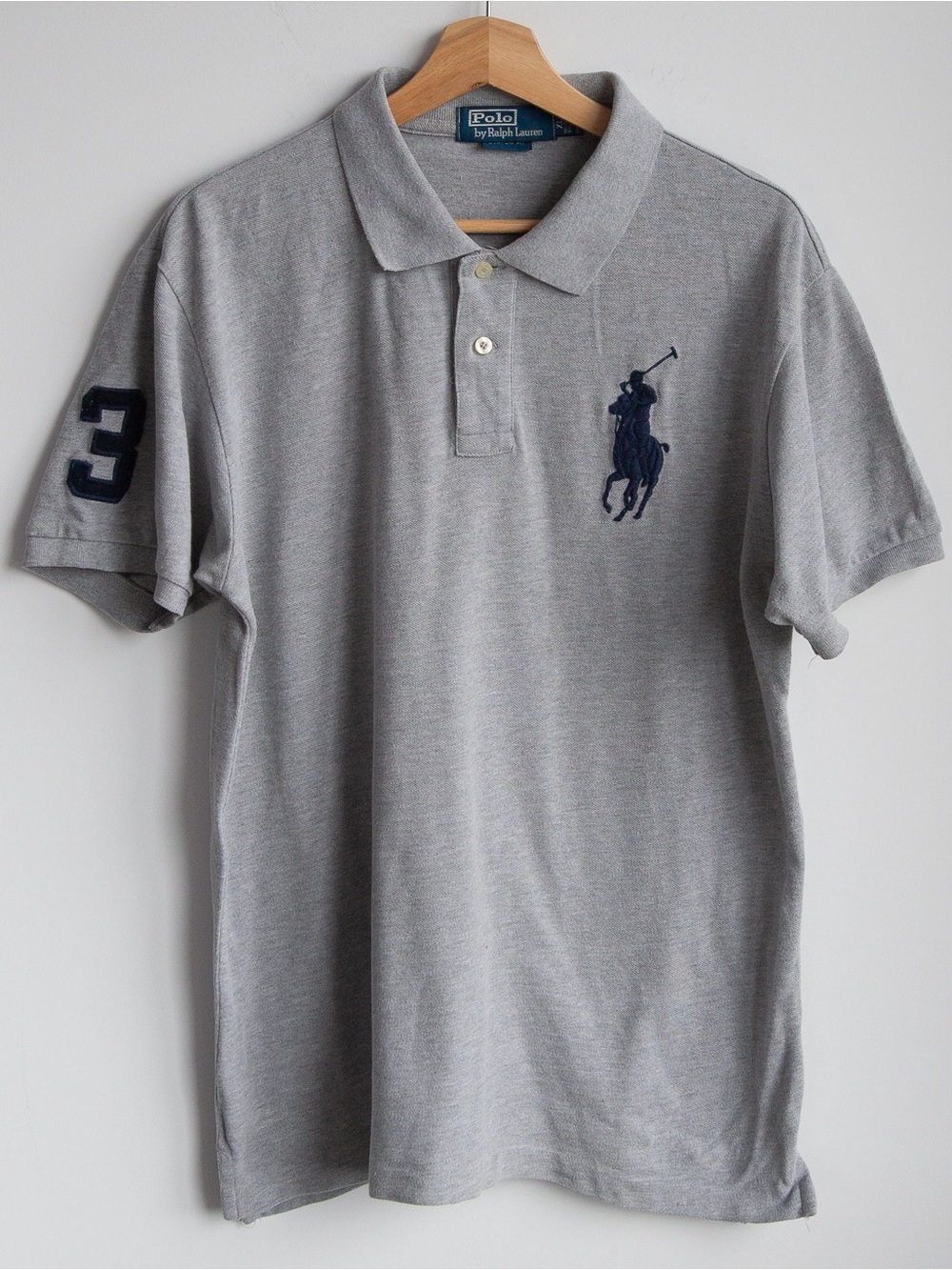 Polo Ralph Lauren Custom Fit Big Pony Polo Gray Navy XL